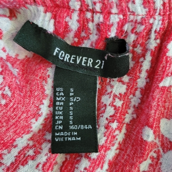 Forever 21 Red Floral Cottagecore Slubbed Cotton Off Shoulder Maxi Dress - Picture 6 of 9